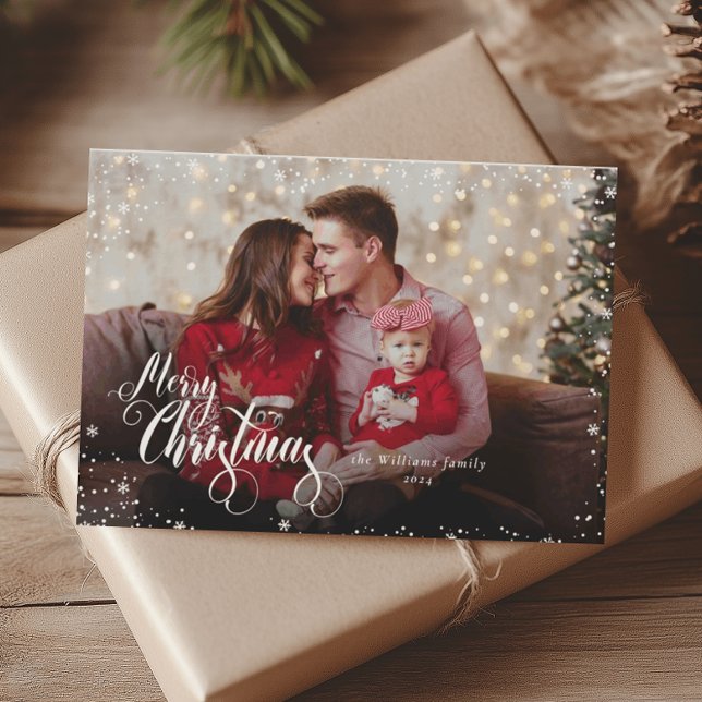 Personlig Julkort med Foto Grön Glad Jul (Skapare uppladdad)