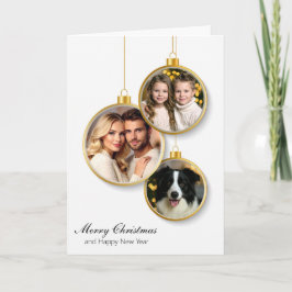 Personlig julkort med hängande ornament helgkort