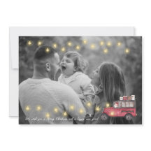 Personlig julkort med jultomtens bil