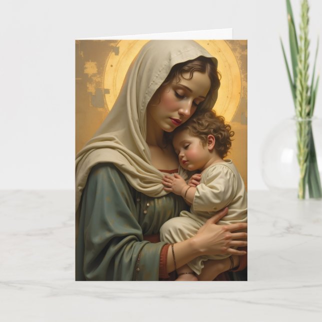 Personlig julkort med Maria och Jesusbarnet Kort (Framsida)