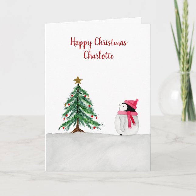 Personlig julkort med Peggy Penguin Kort (Framsida)
