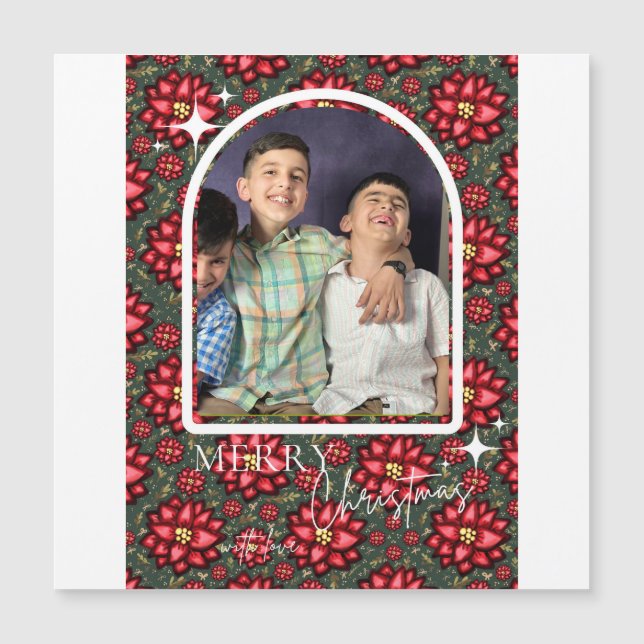 Personlig julkort med Poinsettia (Framsida)