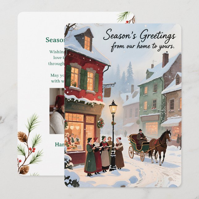 Personlig julkort med vintage-design  (Fram/baksida)