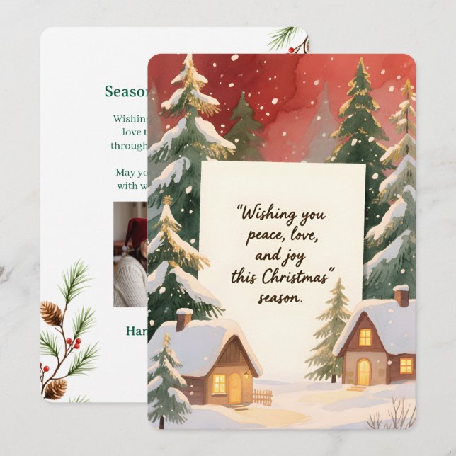 Personlig julkort med vintageflat design (Fram/baksida)