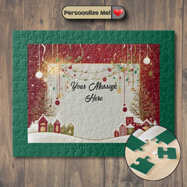 Personlig julkort pussel (Customizable Christmas Card Jigsaw Puzzle)