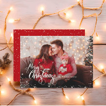 Personlig Julkort Röd Glad Jul med Foto