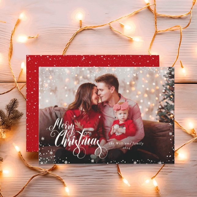 Personlig Julkort Röd Glad Jul med Foto (Skapare uppladdad)