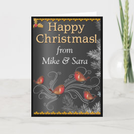 Personlig Julkort, svart, Guld och Silver Helgkort