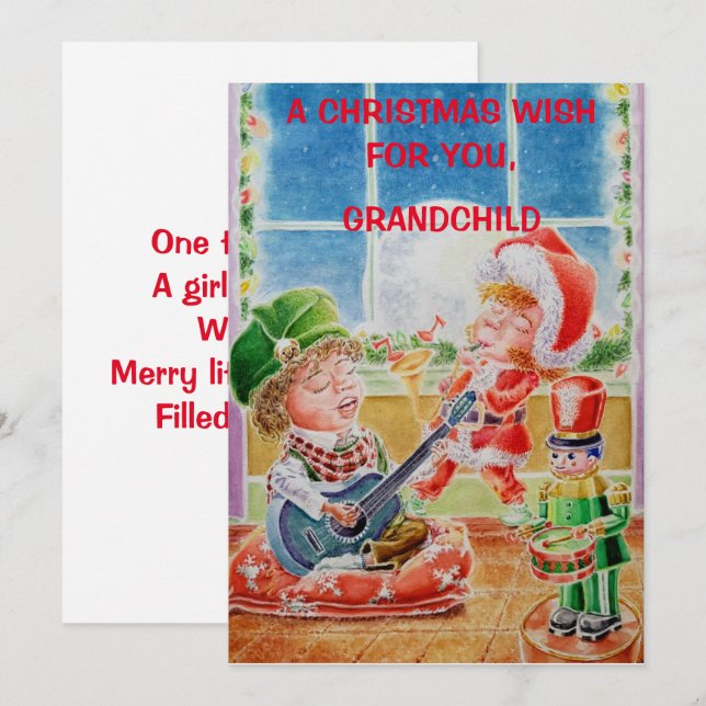 Personlig julkort till barnbarn (Fram/baksida)