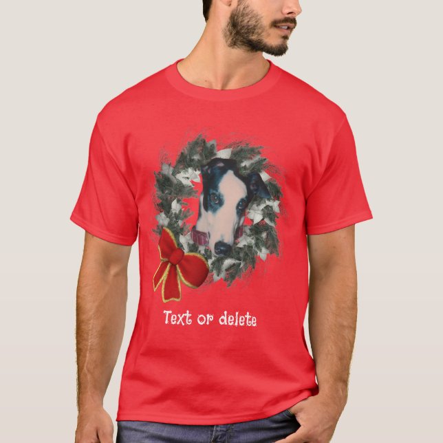 Personlig julkrans för Greyhound T Shirt (Framsida)