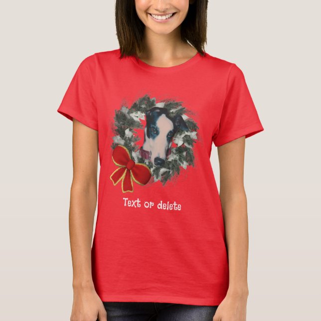 Personlig julkrans för Greyhound T Shirt (Framsida)