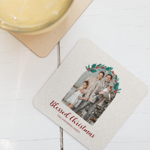 Personlig julkrans fotopapper underlägg papper kvadrat