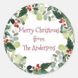 Personlig julkranspresent för familjen runt klistermärke