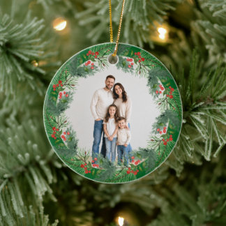Personlig julkranspresent med familjefoto julgransprydnad keramik