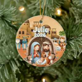 Personlig julkrubba-ornament julgransprydnad keramik