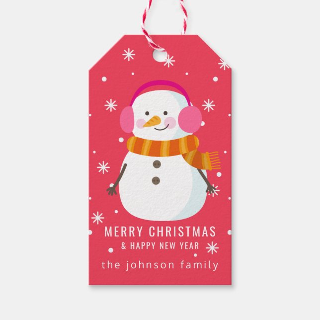 Personlig julman snöflingor presentetikett (Framsidan)
