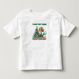 Personlig julmermaid T-shirt för småbarn