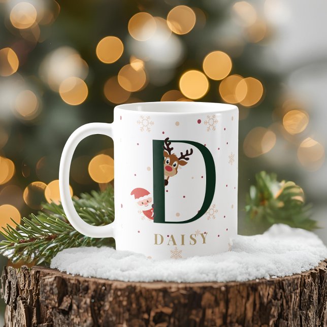 Personlig julmonogram D-mugg Kaffemugg (Skapare uppladdad)
