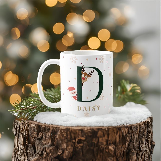 Personlig julmonogram D-mugg Kaffemugg (Skapare uppladdad)