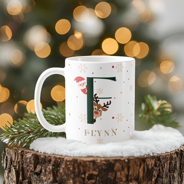 Personlig julmonogram F-mugg Kaffemugg (Skapare uppladdad)