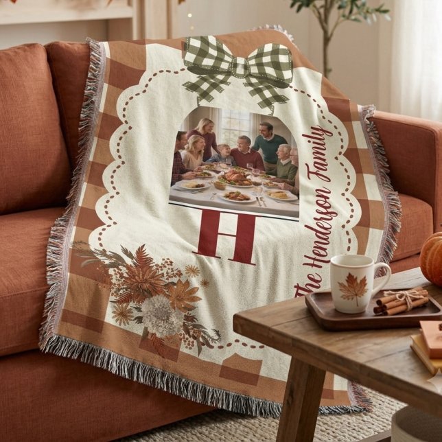 Personlig julmonogram för Thanksgiving, anpassad f Filt (Skapare uppladdad)
