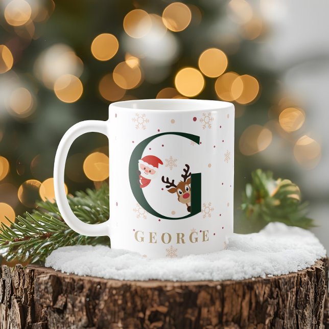 Personlig julmonogram G-mugg Kaffemugg (Skapare uppladdad)