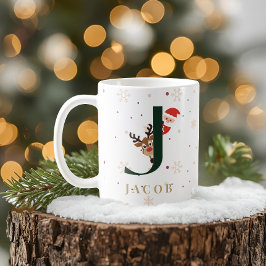 Personlig julmonogram J-mugg Kaffemugg