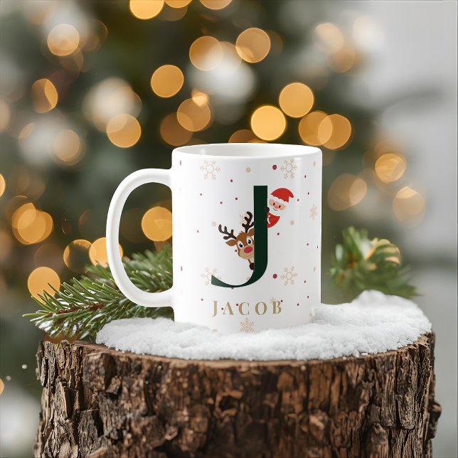 Personlig julmonogram J-mugg Kaffemugg (Skapare uppladdad)
