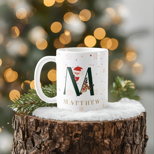 Personlig julmonogram M-mugg Kaffemugg (Skapare uppladdad)