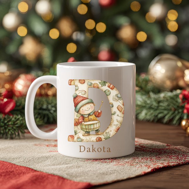 Personlig julmonogram med initialen D Kaffemugg (Personalized Christmas D Initial Monogram Coffee Mug)
