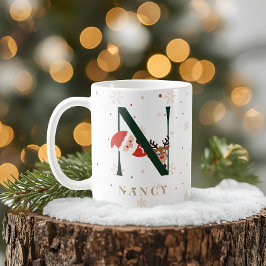 Personlig julmonogram N-mugg Kaffemugg