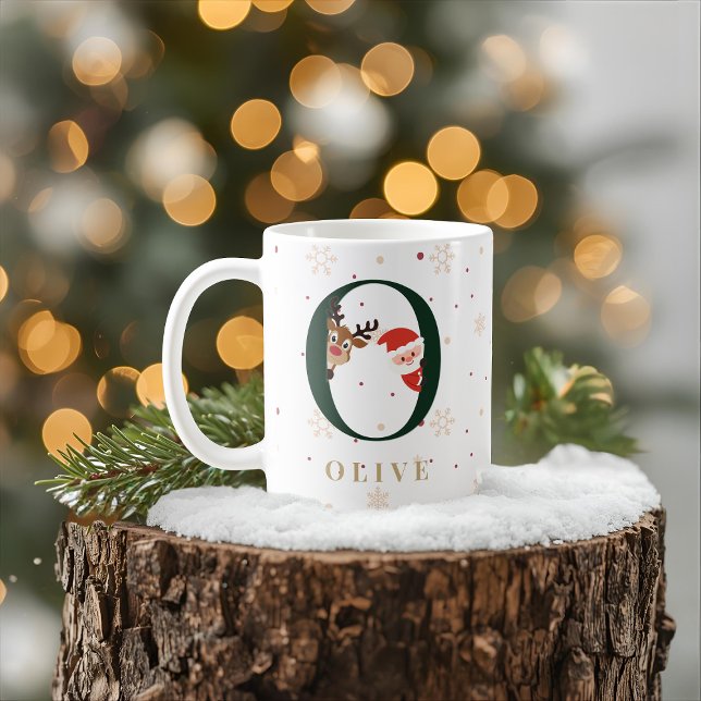 Personlig julmonogram O-mugg Kaffemugg (Skapare uppladdad)