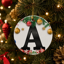 Personlig julmonogram-ornament julgransprydnad keramik
