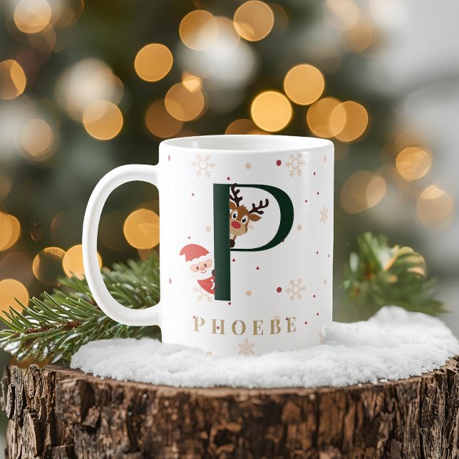 Personlig julmonogram P-mugg Kaffemugg (Skapare uppladdad)