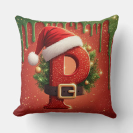 Personlig julmonogram P söt present Kudde