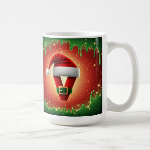Personlig julmonogram V med tomteluva Kaffemugg