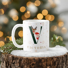 Personlig julmonogram V-mugg Kaffemugg