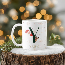 Personlig julmonogram Y-mugg Kaffemugg
