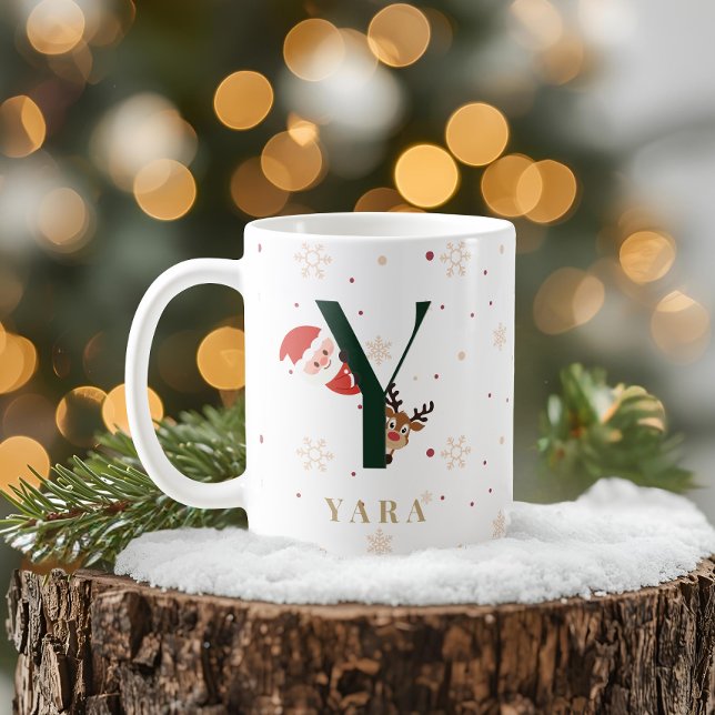 Personlig julmonogram Y-mugg Kaffemugg (Skapare uppladdad)