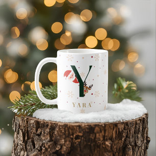 Personlig julmonogram Y-mugg Kaffemugg