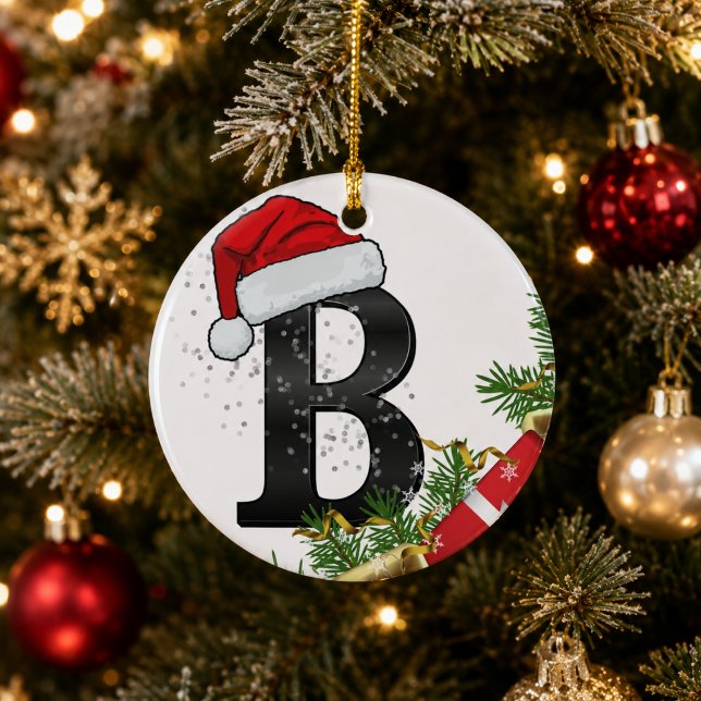 Personlig julmonogramprydnad julgransprydnad keramik (Skapare uppladdad)