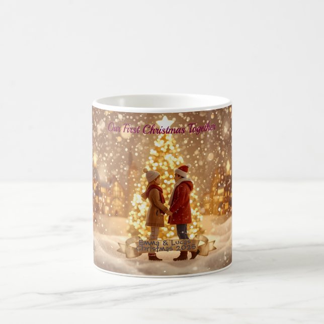 Personlig julmugg för par – Romantisk anpassning Kaffemugg (Center)