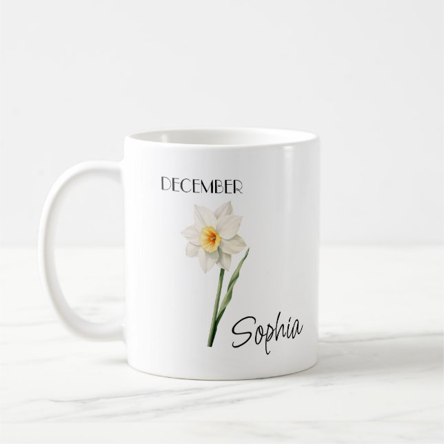 Personlig julmugg med decemberblomma kaffemugg (Vänster)