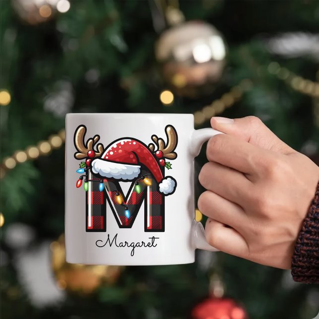 Personlig julmugg med monogram - en present till h kaffemugg (Personalized Christmas Mug – Custom Monogram Holiday Gift for Him, Her, Family & Coworkers)