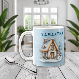Personlig julmugg med snöman och namn kaffemugg