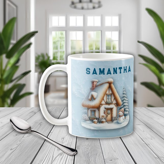 Personlig julmugg med snöman och namn  kaffemugg (Skapare uppladdad)