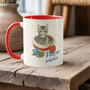 Personlig julmugg med vintage katt mugg