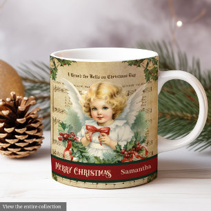 Personlig julmugg Retro ängel bordssmycke Kaffemugg