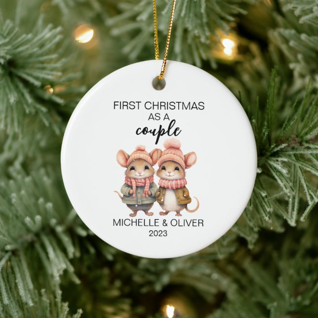 Personlig julmuspar julgransprydnad keramik (Träd)