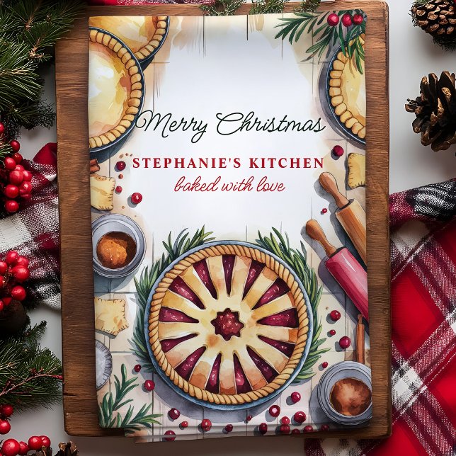 Personlig julpajbakningsscen kökshandduk (Skapare uppladdad)